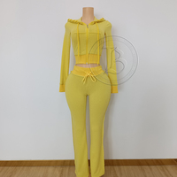 Ensemble deux pièces sur mesure pour femmes, printemps 2026, en velours, veste à fermeture éclair à manches longues, pantalon de survêtement avec poches, survêtement en velours pour femmes