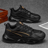 Chaussures de course à coussin d'air pour hommes noires, ultra légères, semelle souple, absorption des chocs, baskets de sport décontractées pour garçons du collège