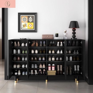 Shoe Cabinet Modern Luxury Entryway Storage Rack Black Multi Layer Shoe Rack For Home Use - Product Image 1
