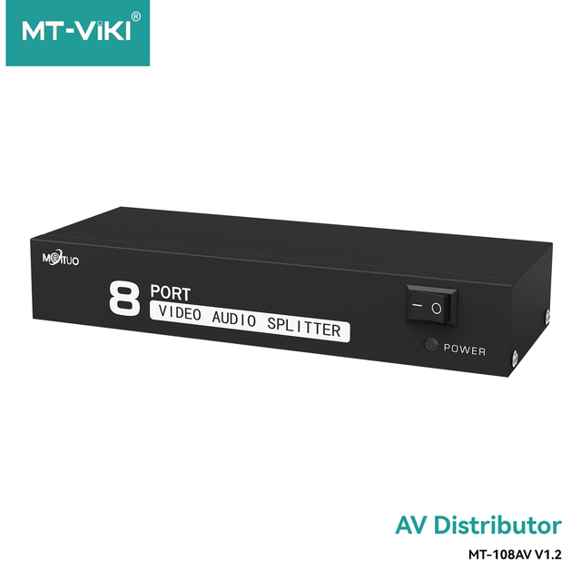 1 to 8 50Hz-5.5Mhz Composite Video Audio Rca Av Powered Amplifier Splitter Distributor Box 1 in 8 Out