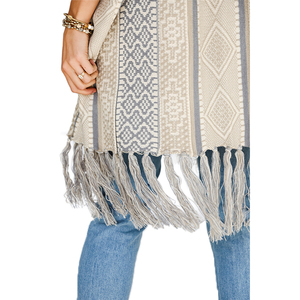 Venta al por mayor personalizado Chic largo ganchillo flecos plumero Femme <span class=keywords><strong>Tricot</strong></span>é Poncho Boho bohemio algodón tejido capa cárdigan suéter de las mujeres - Product Image 5