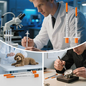 กระบอกฉีดยาสำหรับให้อาหาร, ขนาด 1 มล. 0.5 มล. 0.3 มล. กระบอกฉีดยาแบบใช้แล้วทิ้ง, กระบอกฉีดยาอินซูลินพร้อมเข็มขนาด 29G/30G/31G/32G, สามารถใช้กับสัตว์ได้ - Product Image 5