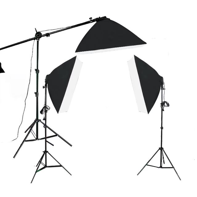 Photo Studio Video Photography Softbox Lightbox Kit 50x70CM Four Lamp Softbox E27 Holder With 8pcs 45W Bulb 1pcs 135W Bulb Soft