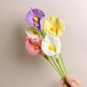 Calla Lily Crochet mô hình Crochet mô hình hoa vĩnh cửu Hoa Crochet hoa nhân tạo bó hoa - Product Image 3
