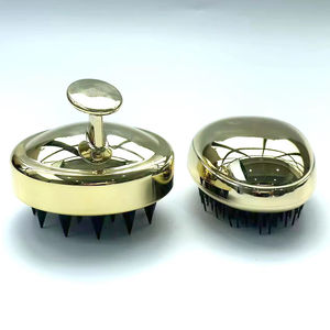 Meilleure vente Compact cheveux cuir chevelu masseur shampooing brosse plaqué or poignée souple Silicone dents Scratch tête caractéristique Nylon - Product Image 6