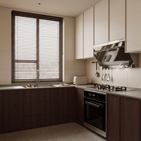 Meuble de cuisine haut de gamme contemporain sans poignée à panneaux plats pour projets d'aménagement intérieur de résidences de prestige