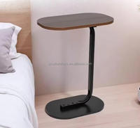 Mesa de Centro de Esquina de Metal y Madera de Diseño Moderno y Duradero, Mesa Auxiliar de Alta Calidad para Sala de Estar o Sala de Estudio
