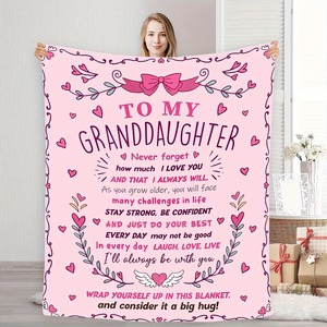 Manta con mensaje de amor para mi nieta, estilo princesa rosa, rectangular, suave y acogedora, para uso doméstico - Product Image 5