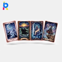 Cartes de tarot personnalisées avec impression dorée, jeu de cartes à jouer avec guide, vente en gros OEM, cartes de jeu colorées