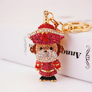 Encantador mono encanto colgante creativo Regalo de Cumpleaños cristal Rhinestone monedero bolso llavero cadena aleación mosquetón llavero - Product Image 5