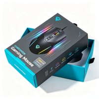 Boîte de souris de jeu avec logo personnalisé, cyan gris foncé, impression de rayures lumineuses RGB, capteur optique 12000 DPI, 7 boutons, emballage rigide