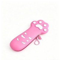 Porte-monnaie en forme de patte de chat multicolore, étui de rangement en silicone durable pour étudiants