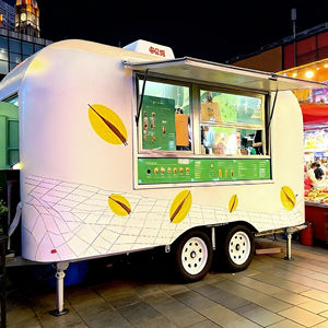 Carrito Geométrico Blanco y Verde de 4 Ruedas de Acero Inoxidable para Calles Cercanas a la Ciudad, Ideal para Servir Espresso Premium, Cold Brew y Helados - Product Image 3