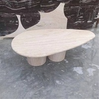 Table basse moderne en pierre naturelle pour salon, table à thé en travertin, vente en gros