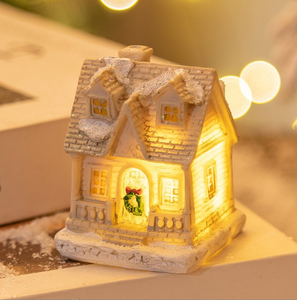 Nouvelle décoration de Noël en résine avec lumière, petite maison de Noël, <span class=keywords><strong>micro</strong></span>-paysage rétro, décoration de pièce, fournitures d'ornements - Product Image 2