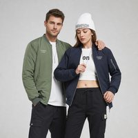 Blouson Bomber Homme Personnalisé avec Logo, Doublure Polyester, Vintage, Imperméable, Épais, Coupe Ample, Col Montant, Fermeture Éclair
