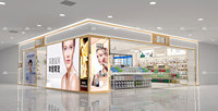 Meubles de présentation de maquillage de luxe sur mesure, aménagement professionnel de boutique de cosmétiques K-Beauty pour la conception d'intérieur de magasin de cosmétiques