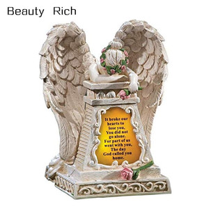Estatuas de Ángel para jardín, regalo de comprensión con decoración Solar cementosa, Ángel llorón, marfil - Product Image 1