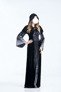 <span class=keywords><strong>Femme</strong></span> <span class=keywords><strong>Halloween</strong></span> <span class=keywords><strong>Femme</strong></span> Mort Sorcière Robe Adulte Mascarade Noir Cape Horreur <span class=keywords><strong>Squelette</strong></span> Vampire Cosplay Cape pour Bar Ds Costume - Product Image 5