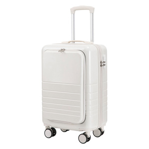 Front Open Trolley <b>Suitcase</b> 20inch Universal Wheels With <b>Lock</b> Unisex Travel Luggage Solid Color Business Travel Carry On Case - Product Image 5