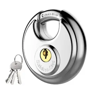 zhenzhi键挂锁，不锈钢铁饼锁，带3/8英寸卸扣，用于棚子、存储单元、车库和围栏