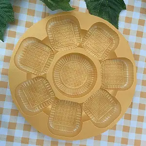 custom square golden mooncake insert tray pp chocolate plastic container 1000g small mooncake packaging box with plastic tray