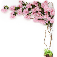 Arbre de cerisier en fleurs artificielles en soie, fleurs artificielles, décoration murale intérieure, plante grimpante pour fond de mur