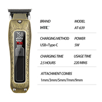 Tondeuse à Cheveux Professionnelle HTC AT-639 avec Corps Métallique, Tondeuse de Barbe Précision Zéro avec Écran