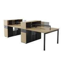 Ensemble bureau et chaise de bureau en acier MEKIA, bureau d'ordinateur moderne avec serrure ignifuge et tiroir pour 4 personnes