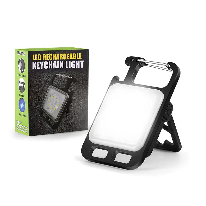 Rechargeable 4 Light Modes Portable Pocket Light Keychain Mini Flashlight With Bottle Opener Magnet Base Folding RED BLUE light