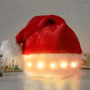 LED-licht Neujahrsmütze rot plüsch Weihnachtsmann-Hüte für Erwachsene Kinder Winter Weihnachtsmützen festlich Weihnachtsfeier Party-Dekorationen Geschenke