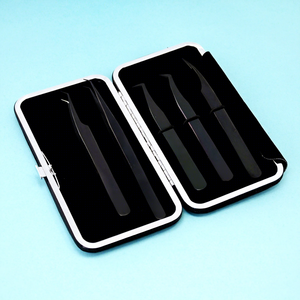 Pinzas de arranque de pestañas de diseño exclusivo, pestañas aislantes de punta de fibra para extensiones de pestañas, juego de pestañas de gran volumen para clásicas - Product Image 1