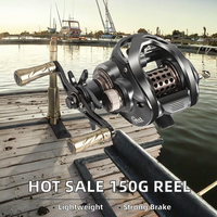 Vente Flash Moulinet de pêche à la ligne et au jigging 150g pour gaucher, en acier inoxydable, système à deux vitesses, système anti-retour, rapport de transmission 7.2:1