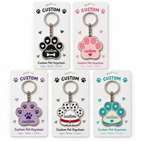 Porte-clés en émail personnalisé avec empreinte de patte d'animal, porte-clés en métal pour chien et chat, souvenir personnalisé avec nom et logo, cadeau pour les amoureux des animaux