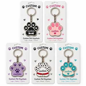 Llavero de Metal Esmaltado Personalizado con Huella de Pata de Mascota al por Mayor, Llavero de Pata de Perro/Gato con Nombre y Logotipo Personalizados, Regalo de Recuerdo para Amantes de Mascotas - Product Image 1