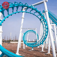 Grande montagnes russes superposées pour parc d'attractions, fabricant d'attractions, montagnes russes à sensations fortes avec zipline