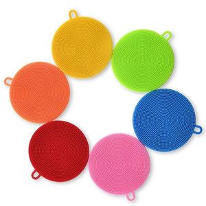 Tampon de lavage de vaisselle rond en silicone écologique, tailles personnalisables, alternative aux éponges anti-rayures, éponge de cuisine - Product Image 1