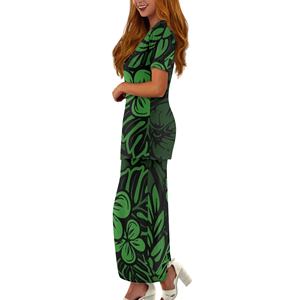 Elegante Completo Due Pezzi <span class=keywords><strong>Verde</strong></span> con Design Tropicale per Donna, Set con Motivo Floreale, Outfit Casual con Top a Maniche Corte e Gonna - Product Image 4
