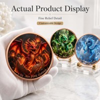 Pièce de monnaie en cuivre pur 999 de 5 oz, colorée, en relief 3D, série Dragon qui brise la coquille, couleur UV, édition collector colorée, pièce de monnaie en cuivre