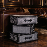 Nouvelle Conception Armoire de Rangement Rotative à 3 Tiroirs en Acier Gris Laiton, Style Moderne Européen, pour Bar à Domicile, Salon, Décoration de Luxe Rétro