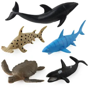 Okyanus hayvan modeli oyuncak simülasyon köpekbalığı kaplumbağa oyuncaklar 5 in 1 deniz oyuncak seti