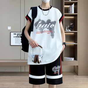 Ensemble Sportif Personnalisable, Commande Minimum 1 Pièce, Gilet <span class=keywords><strong>Sans</strong></span> Manches Grande Taille et Short Cinq Quarts pour <span class=keywords><strong>Homme</strong></span>, Ensemble Décontracté Deux Pièces Uni - Product Image 4