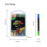 Stylos et marqueurs à peinture acrylique scintillante GP 12 couleurs, pointe plate 6 mm, double face pour la peinture DIY