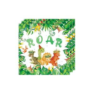 Articles de fête dinosaures, décorations d'anniversaire, assiettes en papier, gobelets, serviettes, nappe, 60-80 pièces, écologiques, ronds, numériques - Product Image 5