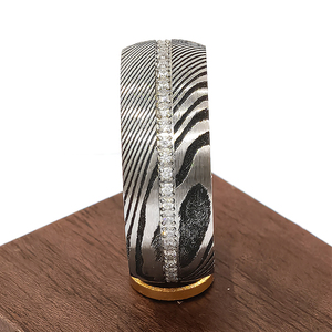 TG 8mm Damascus thép vòng Claw Set với một vòng tròn đầy đủ của Zirconia trên thép không gỉ bên trong đánh bóng đồ trang sức thoải mái - Product Image 2