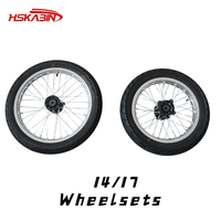 Roues et pneus supermotard à rayons chromés HSKABIN 14/17 pouces pour moto électrique Yozma Strike Shadow, ensemble de roues de route
