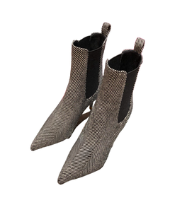 Botas de Cuero para Mujer con Punta en Pico y Cierre de Cremallera, Botas de Tacón Bajo de Diseño, Botas de Cuero Genuino de Lujo, Botines para Mujer - Product Image 5