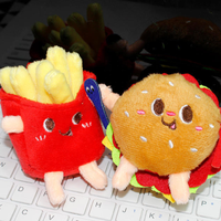 Groothandel Schattige Frietjes Pluche Sleutelhanger Zachte Burger Eten Pop Stressverlichter Tas Charm Klauw Speelgoed OEM