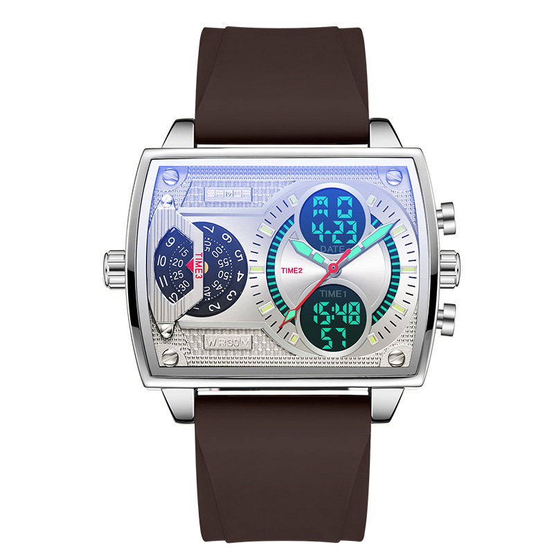 Coffee silver with silicone strap