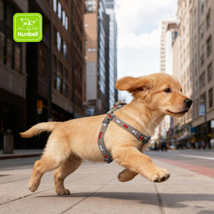 Nunbellカスタムロゴ犬用ハーネス,Y字型のプルなしソフトコットンナイロン,骨プリント付き - Product Image 1
